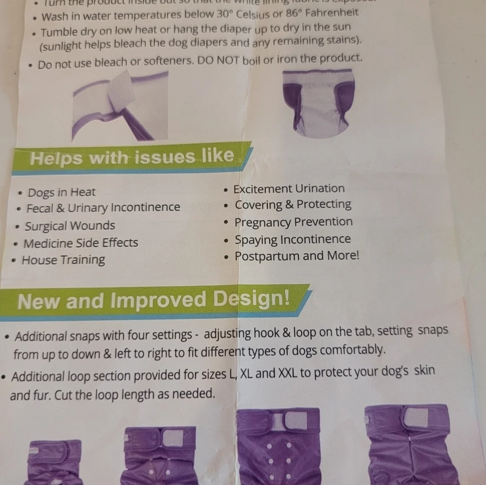 NWT‎ - 3 WEGREECO WASHABLE DOG DIAPERS (sz med)